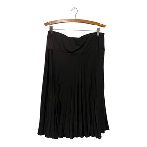 Pietro Brunelli Pleated Skirt XL Black Made In Italy Pull On Elastic Waist